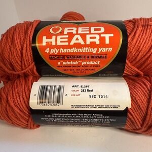 VTG Red Heart Classic Art E267 Rust 282 3.5 Oz Lot Of 6 Skeins Acrylic Yarn